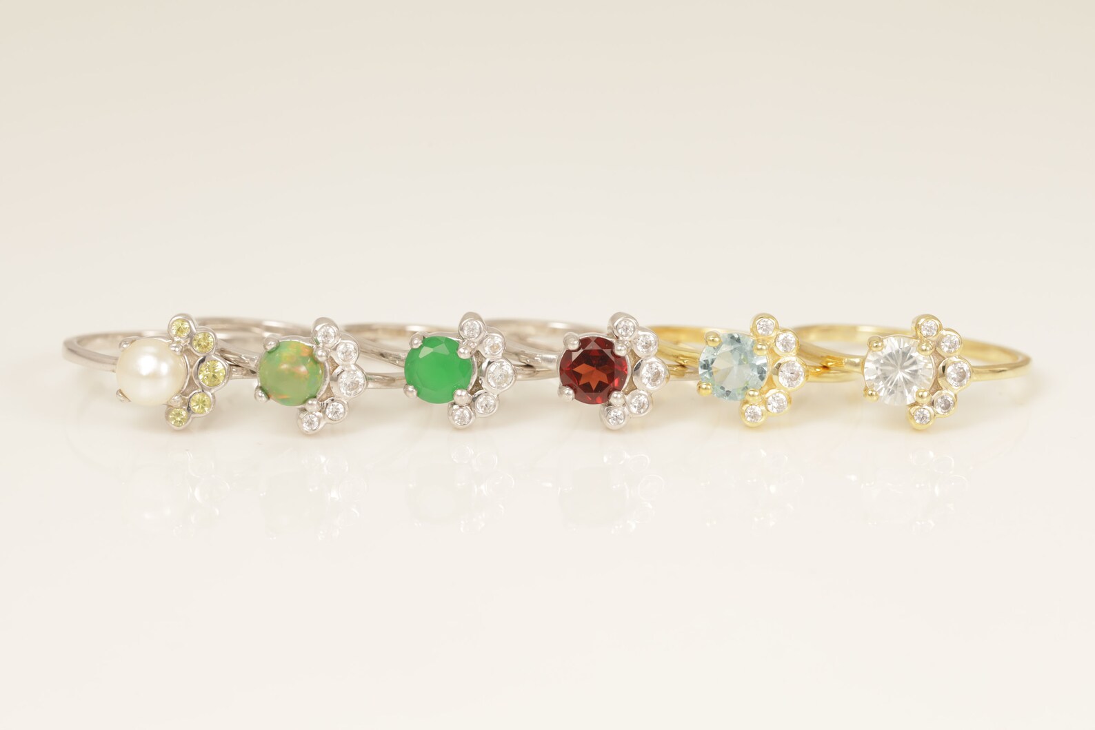 Cluster Gemstone Engagement Ring, Gemstone Wedding ring, Birthstone Ring Gift, Fancy Ring, Anniversary Ring Gift for Her